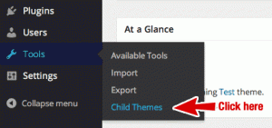 Click "Child Themes" under the "Tools" Menu